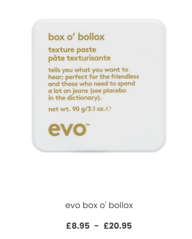 Evo Box o' Bollox hair product